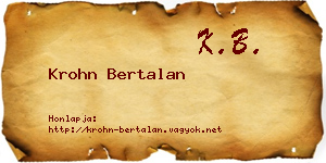 Krohn Bertalan névjegykártya
